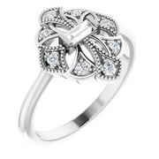 14K White 1/6 CTW Diamond Vintage-Inspired Ring-