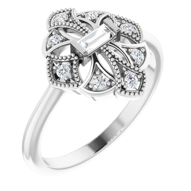 14K White 1/6 CTW Diamond Vintage-Inspired Ring-