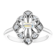14K White 1/6 CTW Diamond Vintage-Inspired Ring-