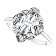 14K White 1/6 CTW Diamond Vintage-Inspired Ring-
