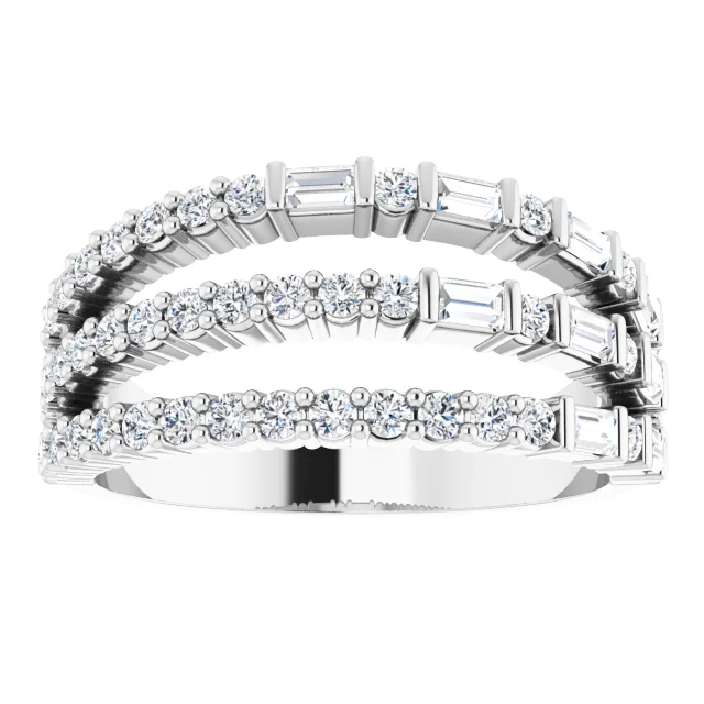 14K White 7/8 CTW Diamond Stacked Ring-