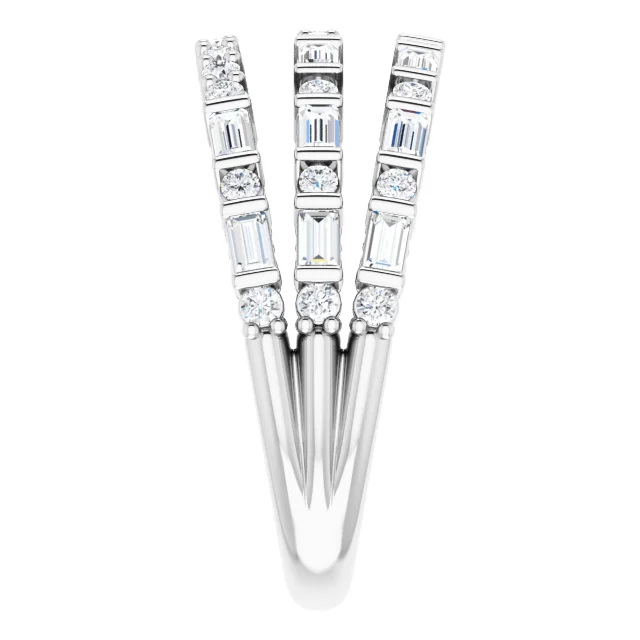 14K White 7/8 CTW Diamond Stacked Ring-