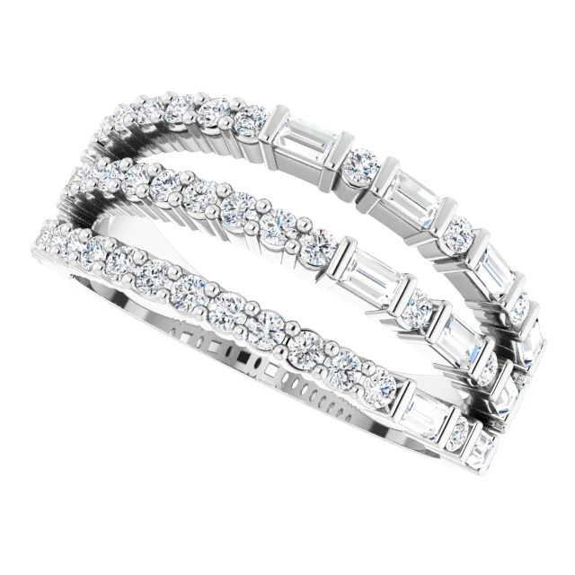 14K White 7/8 CTW Diamond Stacked Ring-