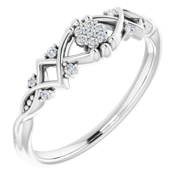 14K White .06 CTW Diamond Vintage-Inspired Ring-