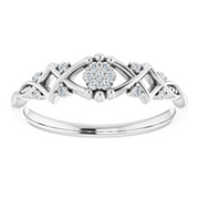 14K White .06 CTW Diamond Vintage-Inspired Ring-