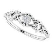 14K White .06 CTW Diamond Vintage-Inspired Ring-