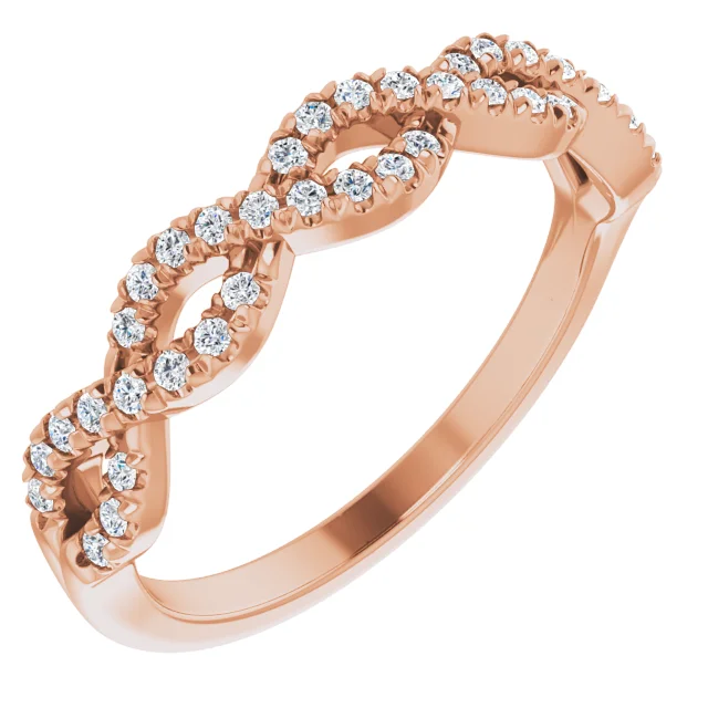 14K Rose 1/6 CTW French-Set Twist-Style Diamond Anniversary Band-