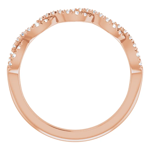 14K Rose 1/6 CTW French-Set Twist-Style Diamond Anniversary Band-