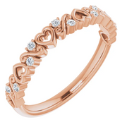 14K Rose .08 CTW Heart Diamond Anniversary Band-