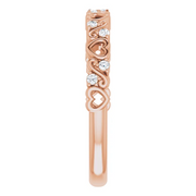 14K Rose .08 CTW Heart Diamond Anniversary Band-