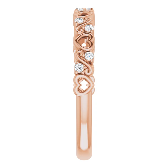 14K Rose .08 CTW Heart Diamond Anniversary Band-