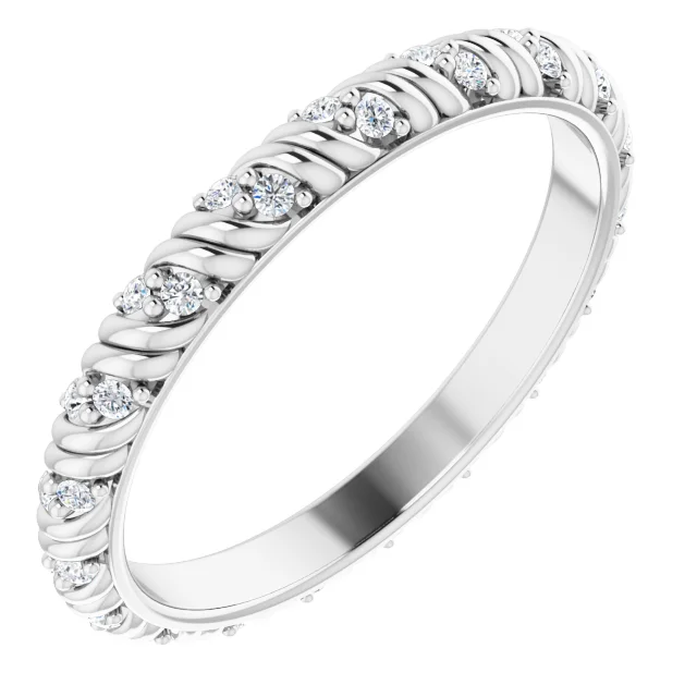 14K White 1/6 CTW Diamond Eternity Band Size 7-