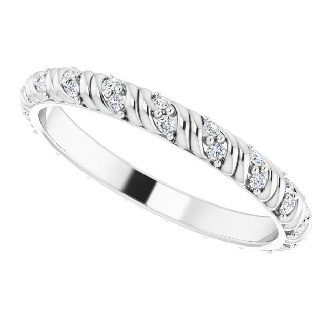14K White 1/6 CTW Diamond Eternity Band Size 7-