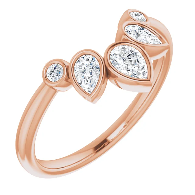 14K Rose 3/8 CTW Bezel-Set Diamond Contour Band-