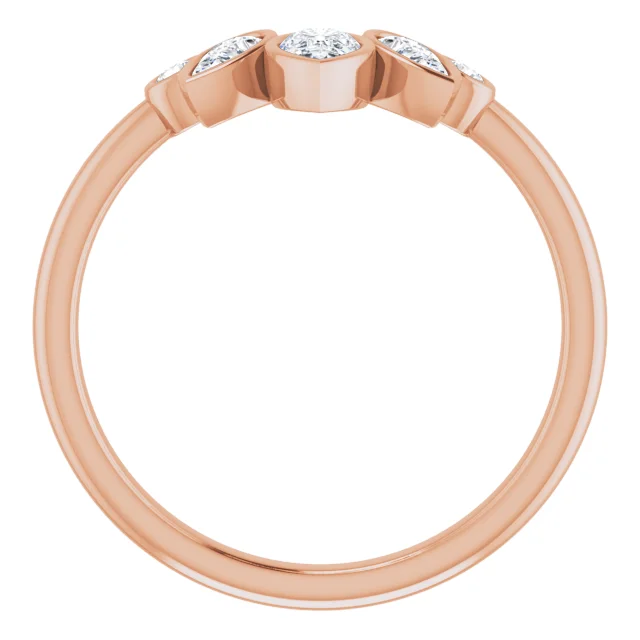 14K Rose 3/8 CTW Bezel-Set Diamond Contour Band-