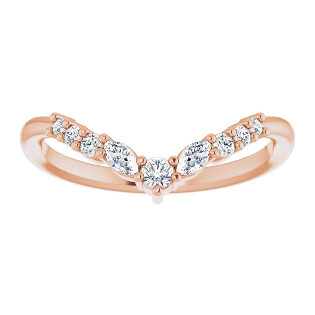 14K Rose 1/5 CTW Diamond Contour Band-