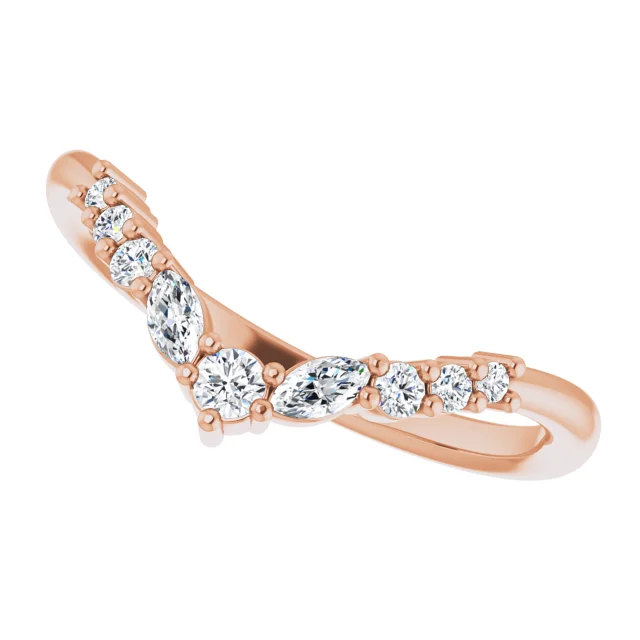 14K Rose 1/5 CTW Diamond Contour Band-