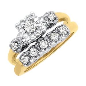 14K Yellow Accented Engagement Ring-