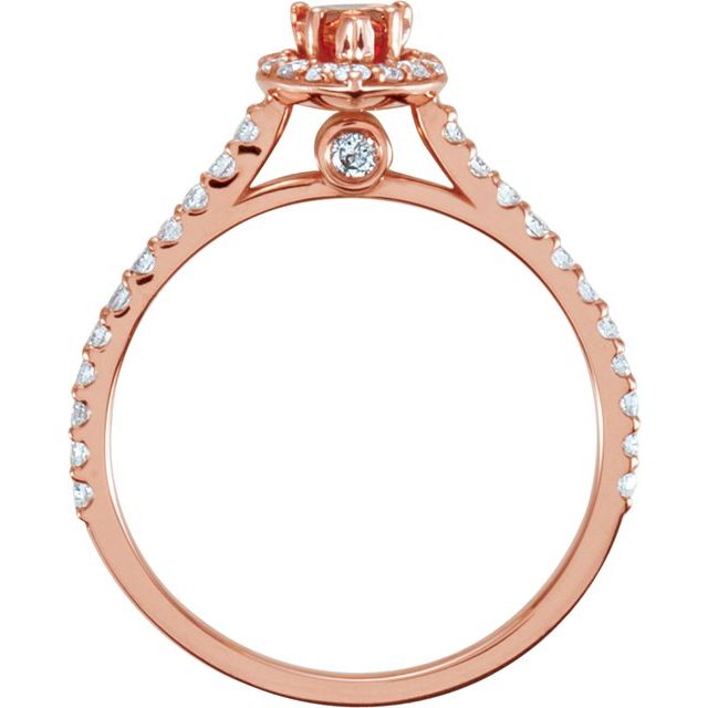 14K Rose Natural Padparadscha Sapphire & 1/3 CTW Natural Diamond Engagement Ring-