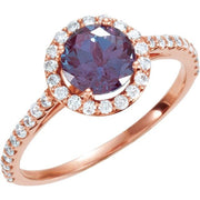 14K Rose Lab-Grown Alexandrite & 3/8 CTW Diamond Ring-