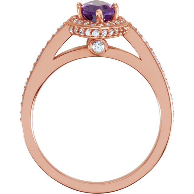 14K Rose Amethyst & 1/3 CTW Diamond Ring-