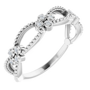 14K White .06 CTW Diamond Stackable Beaded Ring-