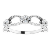 14K White .06 CTW Diamond Stackable Beaded Ring-