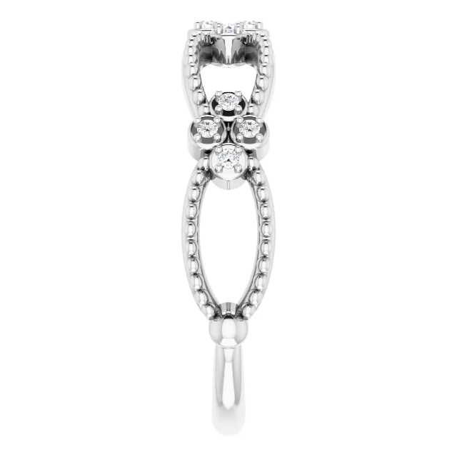 14K White .06 CTW Diamond Stackable Beaded Ring-