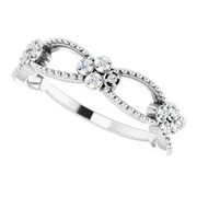 14K White .06 CTW Diamond Stackable Beaded Ring-