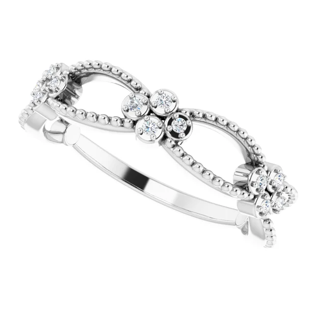 14K White .06 CTW Diamond Stackable Beaded Ring-