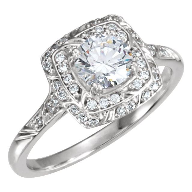 10K White 1 CTW Diamond Sculptural-Inspired Engagement Ring-