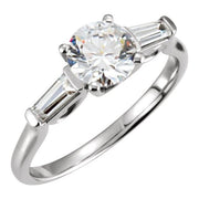 14K White Cubic Zirconia & 1/4 CTW Diamond Sculptural-Inspired Engagement Ring-