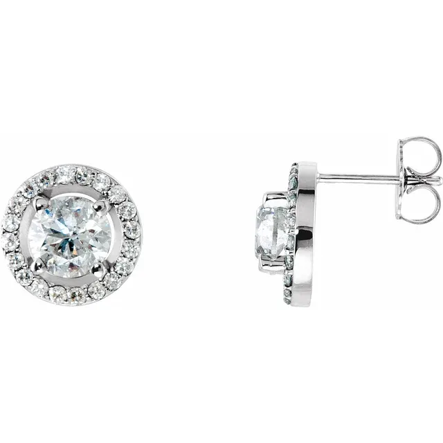 14K White 2 1/2 CTW Diamond Halo-Style Earrings-