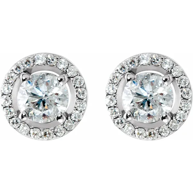 14K White 2 1/2 CTW Diamond Halo-Style Earrings-