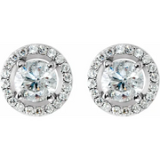14K White 2 1/2 CTW Diamond Halo-Style Earrings-