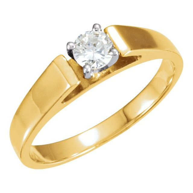 14kt Yellow 1/4 CTW Diamond 4-Prong Solitaire Engagement Ring-