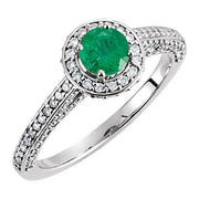 5/8 CTW Natural Diamond Engagement Ring-Natural Emerald-
