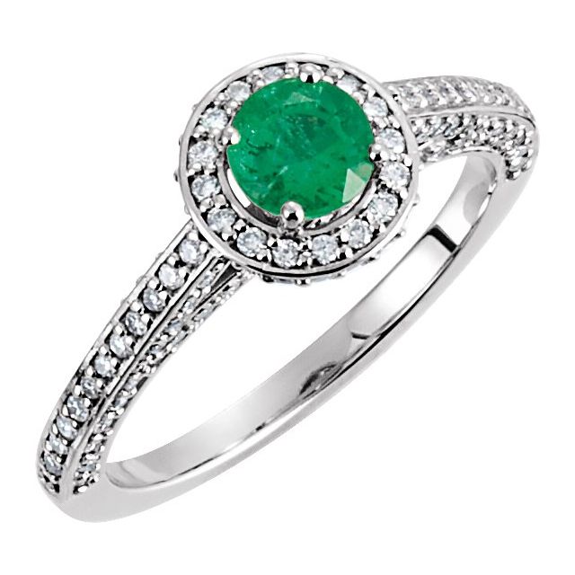 5/8 CTW Natural Diamond Engagement Ring-Natural Emerald-