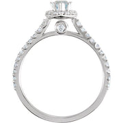 14K White Aquamarine & 3/8 CTW Diamond Engagement Ring-