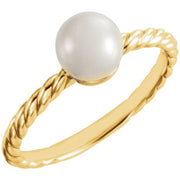 5.5-6 mm Cultured White Freshwater Pearl Ring-14kt Yellow Gold-6.00-