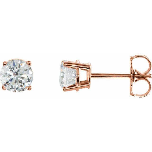 1 CTW Natural Diamond Stud Earrings-14kt Rose Gold-5mm-