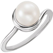 Freeform Ring Mounting for 8 mm Pearl-14kt White Gold-