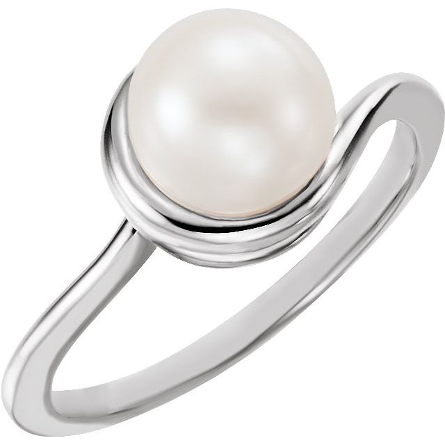 Freeform Ring Mounting for 8 mm Pearl-14kt White Gold-