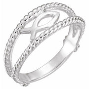 Ichthus (Fish) Chastity Ring-14kt White Gold-4-
