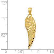 14K Gold Polished and Textured Angel Wing Pendant