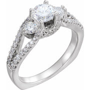 14K White 7/8 CTW Diamond Engagement Ring-
