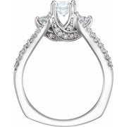 14K White 7/8 CTW Diamond Engagement Ring-