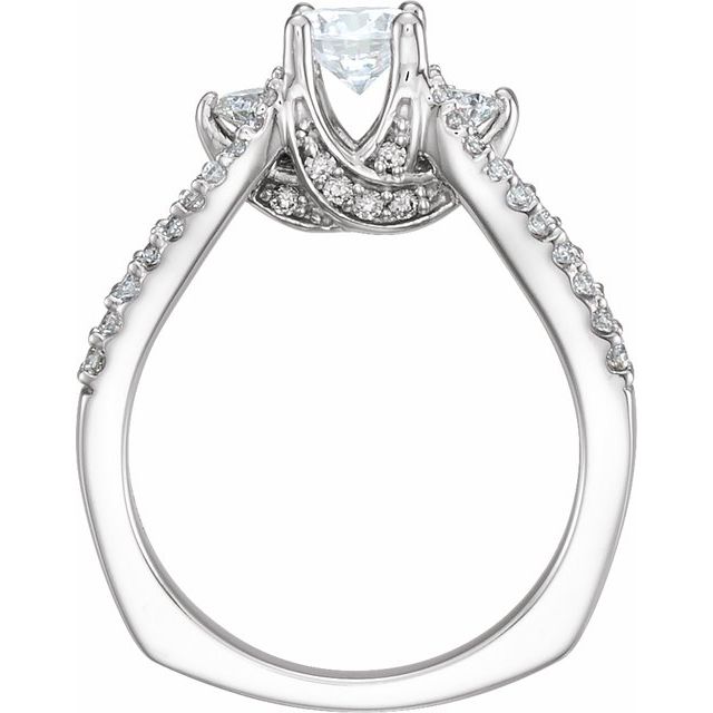 14K White 7/8 CTW Diamond Engagement Ring-
