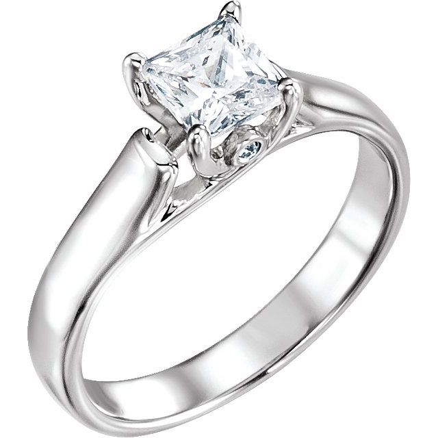 10K White 1/4 CTW Diamond Engagement Ring-