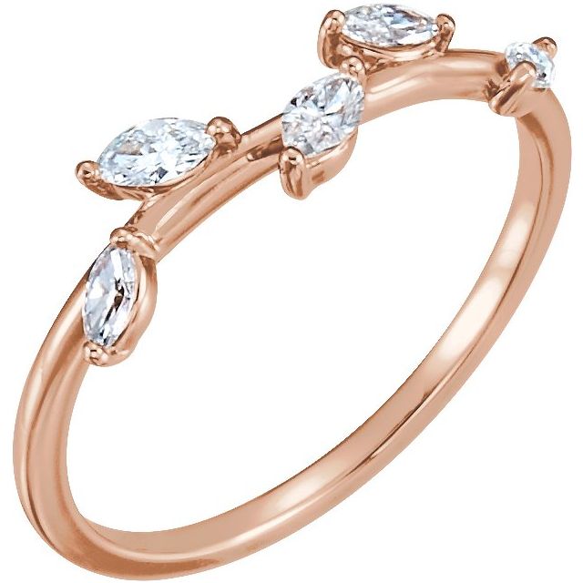 1/4 CTW Diamond Leaf Ring-14kt Rose Gold-6.00-